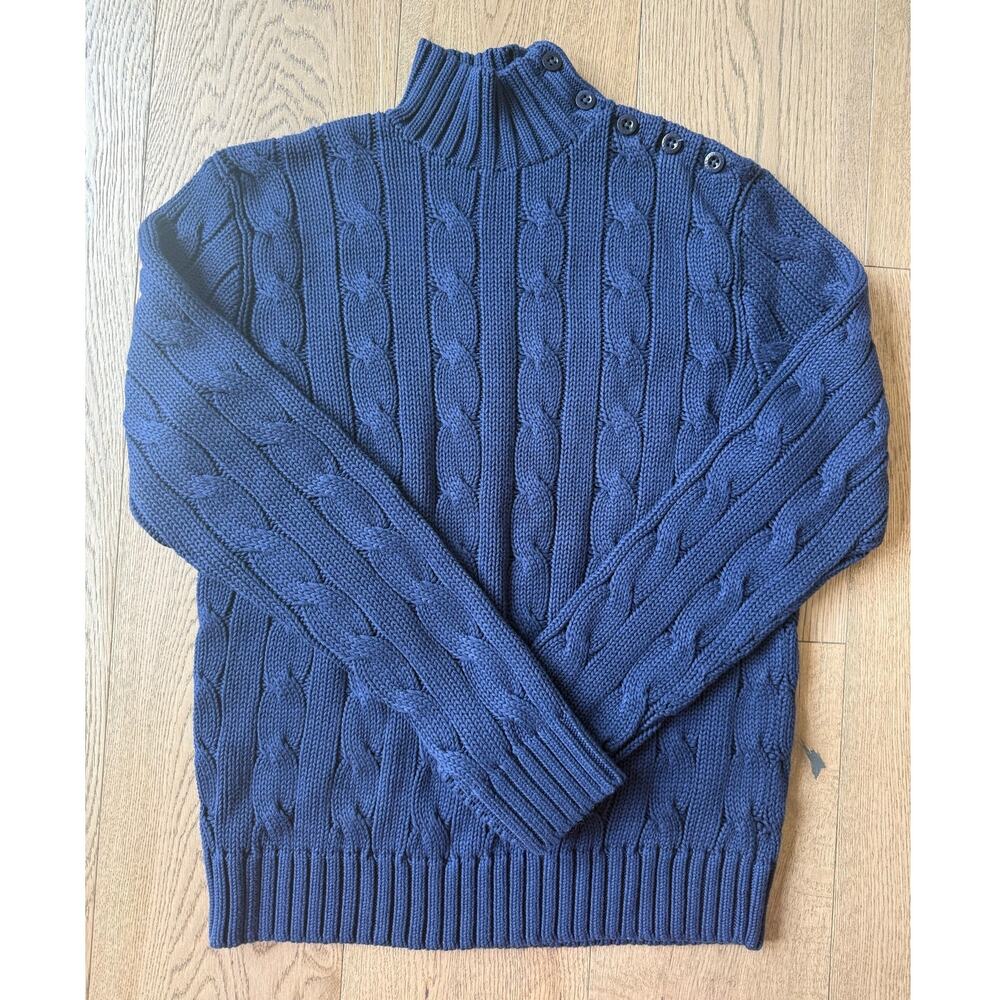 Polo Ralph Lauren Women’s Small Blue Cable Knit Mock Neck Sweater